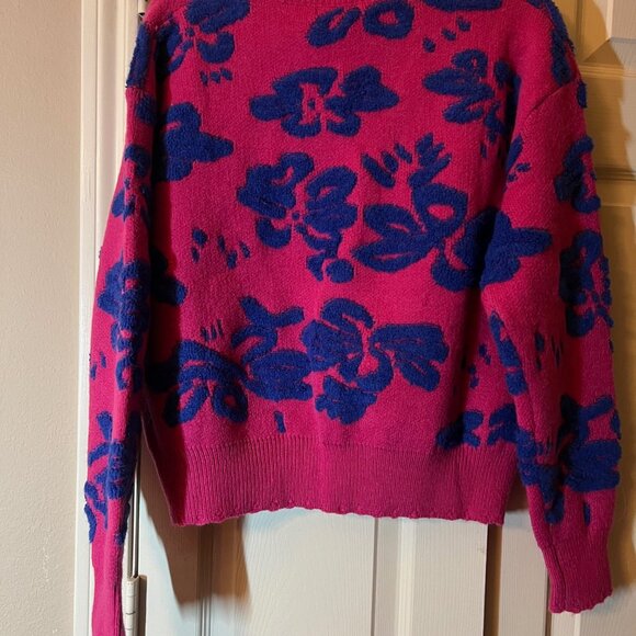 Women's Flying Tomato Pink and Blue Floral Sweater - Small - Picture 2 of 2